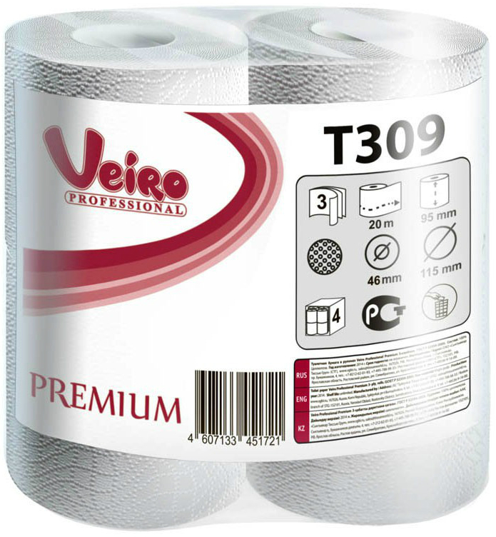 Туалетная бумага Veiro арт. T309 (Premium, 20 м., 160 лист., 3-сл)