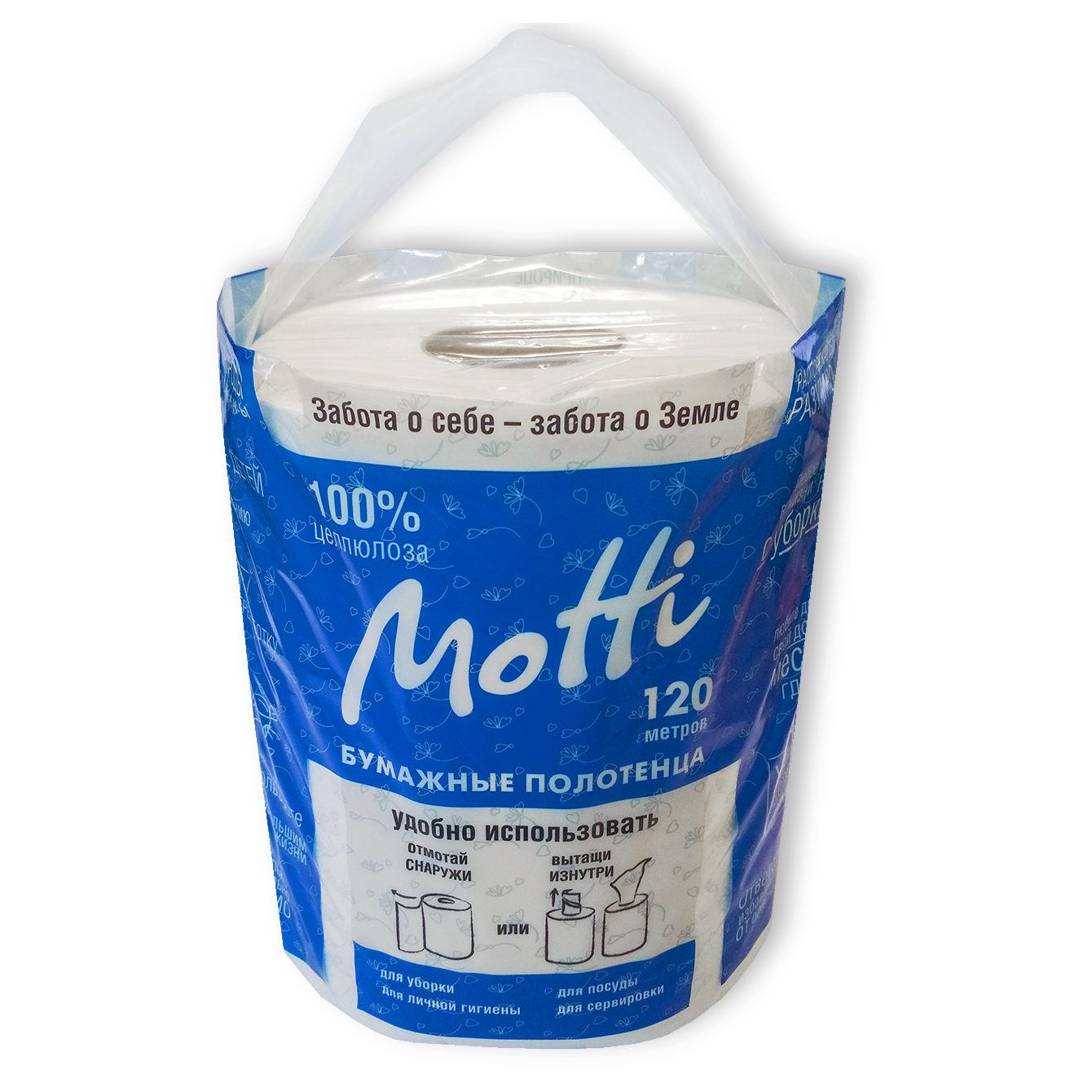 Полотенца для кухни рулонные MOTTI арт. 266120 (целлюлоза, 120 м, белый)